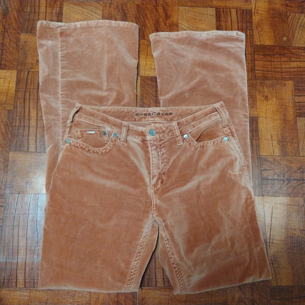 Pure Color Suede Velvet Light Brown Rust Western Jeans Women's Size 28